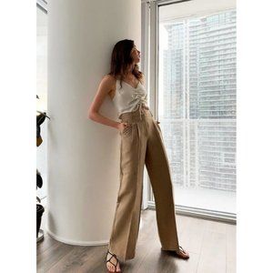 Aritzia Wilfred Effortless Linen Pants - Honey Beige
